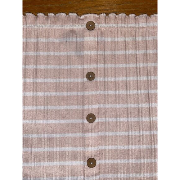 Striped Pink & White Button-Down Tube Top - Picture 2 of 3